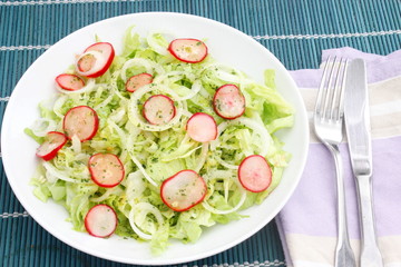 Grüner Salat mit Radieschen