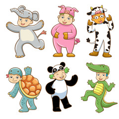 Kid with animals costume
