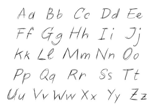 handwritten alphabet - lowercase and uppercase letters