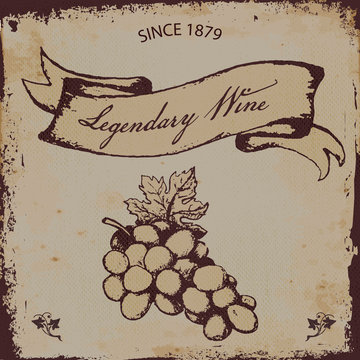 Vintage wine or grape juice label vector
