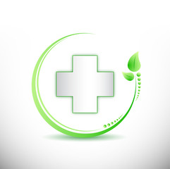 cross and organic leaves illustration