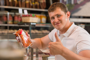 Man shopping at the supermarket