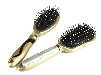 Hairbrushes isolated on white