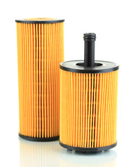 Car oil filters isolated on white