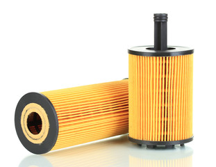 Car oil filters isolated on white