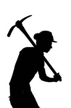 silhouette of a Mine worker with helmet
