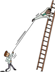 Pulling Man on Ladder