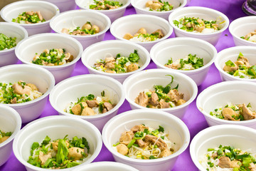 Noodles in a foam box