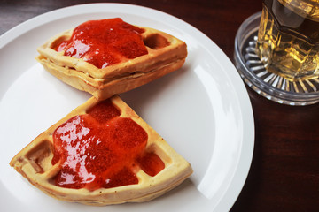 Waffles with strawberries