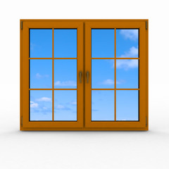 3d closed plastic window on white background