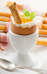 Boiled egg in eggcup