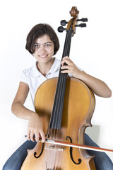 Smiling cello player isolated on whit © mikhaluk