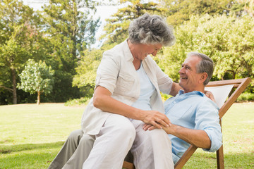 Smiling mature couple in park