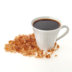 Coffee cup with crystal caramel sugar