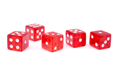 Red dice, isolated on white background