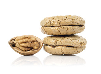 Fototapeta na wymiar walnut cookies isolated on white background