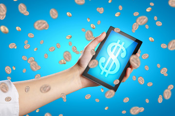 Closeup of human hands holding ipad