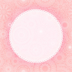 Pink floral lace greeting card background for your text or image