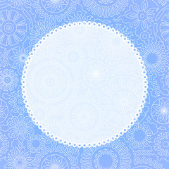 Blue floral lace greeting card background for your text or image