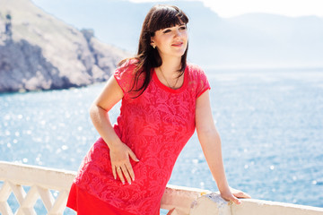 Fototapeta premium Beautiful pregnant woman on the beach