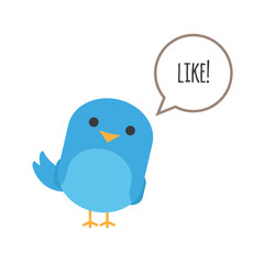 Blue bird with balloon