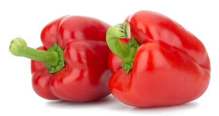 Red pepper isolated on white background closeup