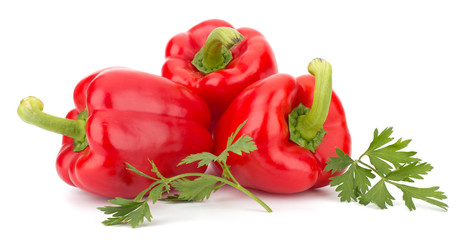 Red pepper isolated on white background closeup