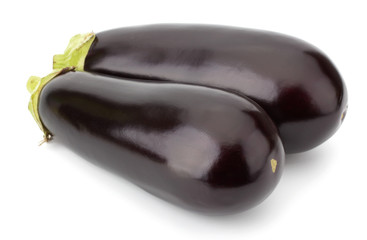 Black eggplants isolated on white background