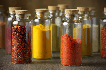 Spices in bottles