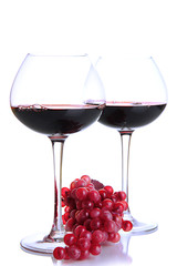 Red wine isolated on white
