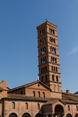 Fototapeta premium Bell tower of basilica dei Santi Giovanni e Paolo in Rome, Italy
