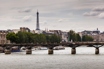 Eiffel Tower and Pont des Arts Bridge, Paris, France