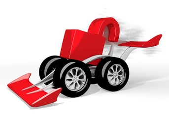 3d graphic of a fast data protection symbol  on a race car