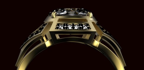 Fototapeta na wymiar Gold Wedding Ring with diamond. Holiday symbol
