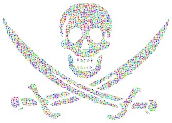 Pirate flag revisited in a mosaic of harlequin square