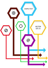 modern hexagonal frames with arrows and icons