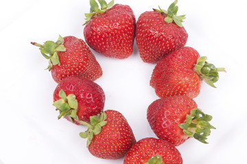 Strawberry fruits on white background