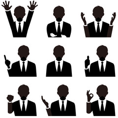 サラリーマン　シルエット　喜怒哀楽