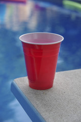 Red plastic cup for party