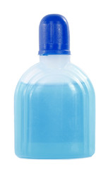 Hotel shampoo in small plastic bottle