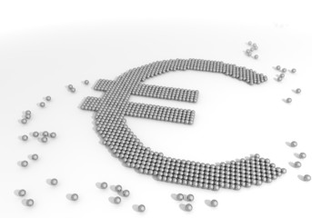 3d render of a arranged Dollar label made of tiny spheres