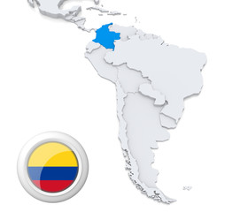 Colombia on a map of South America