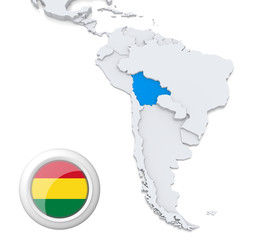 Bolivia on a map of South America