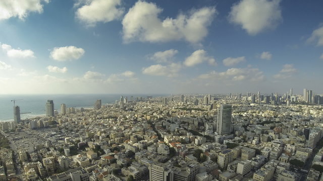 Tel Aviv city wide angle time lapse cloudscape