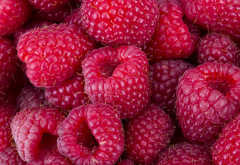 fresh red raspberries background