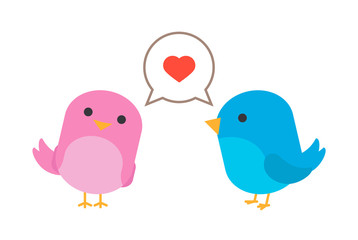 Birds in love with hearth