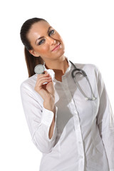 Stetoskop tutan bayan doktor hemşire