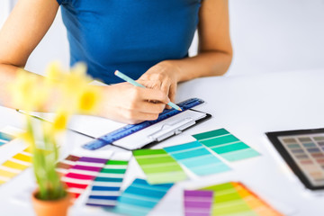 woman working with color samples for selection