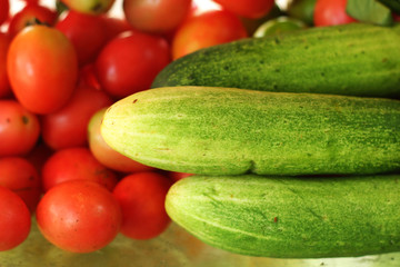 Fresh vegetables - tomatoes - cucumber.