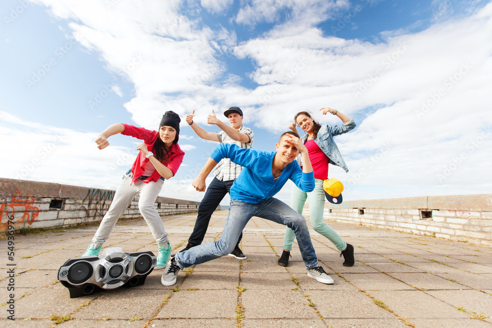 Canvas Prints group of teenagers dancing